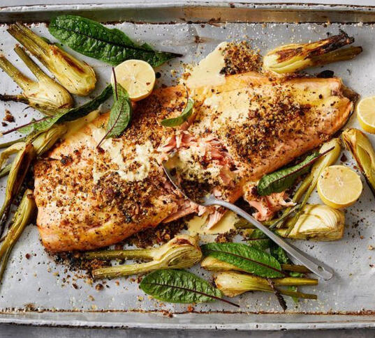 Gebackener Lachs mit Honig-Senf
