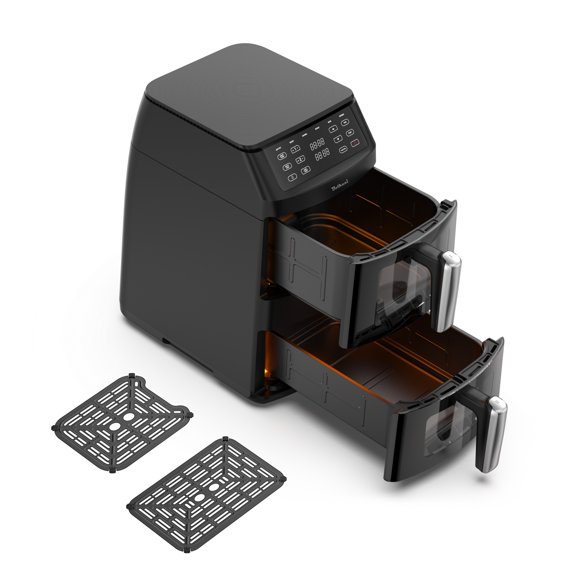 Bolkani Double Stack Air Fryer 11 L – 2 Chambers, 2500 W, Dual Interior Lighting