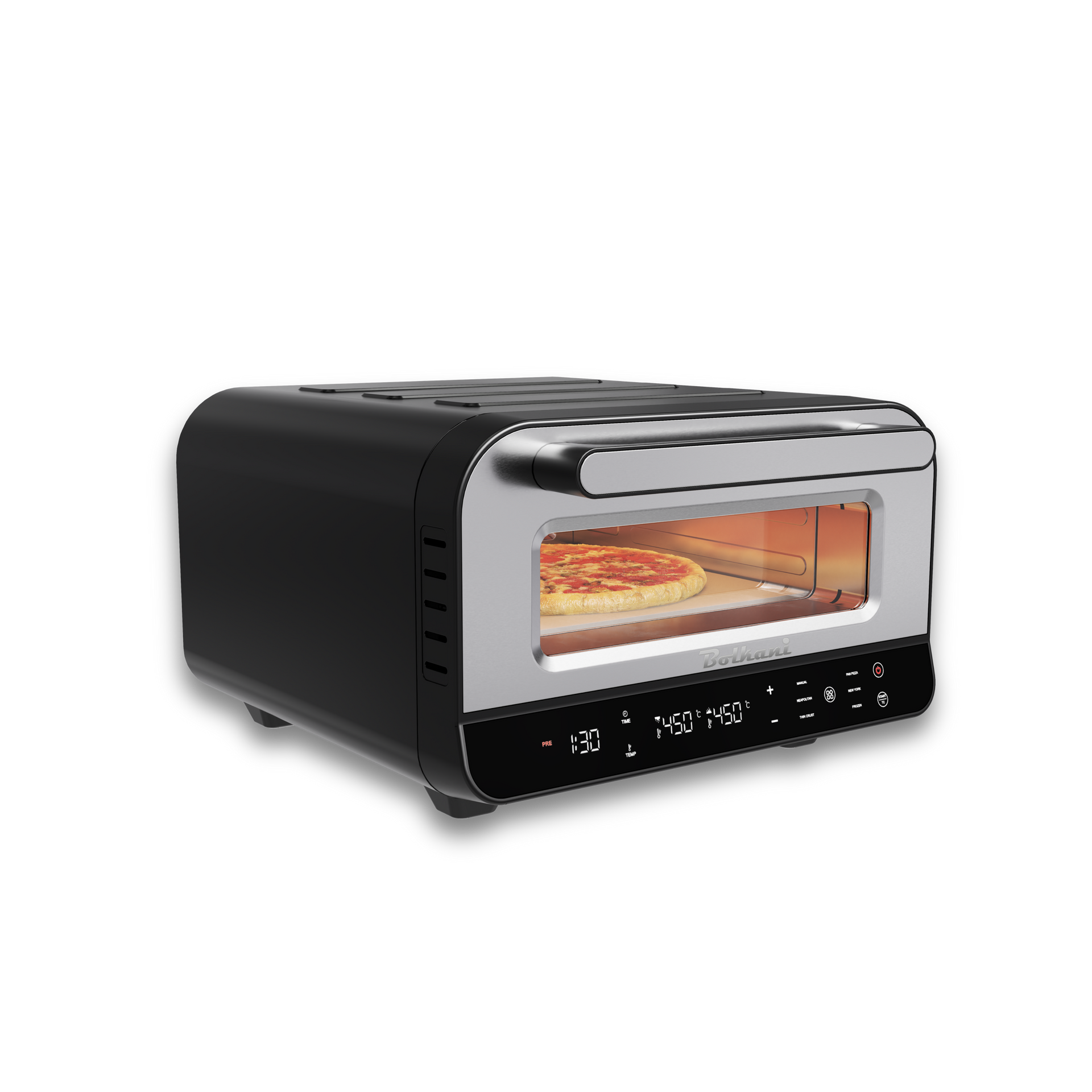 BOLKANI Electric Pizza Oven up to 450°C with Pizza Stone &amp; Pizza Peel 