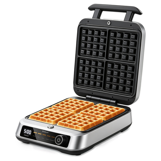 Bolkani Piastra per Waffle Digitale 4 Waffle, 1400W Antiaderente